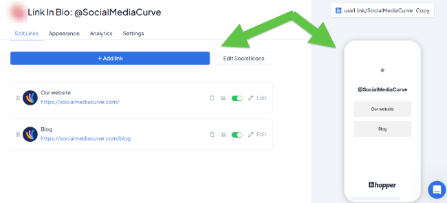 25 link in bio create page