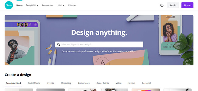 Canva Homepage