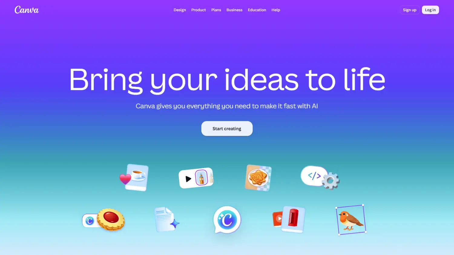 canva homepage