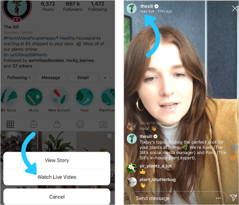Instagram livestream on mobiles