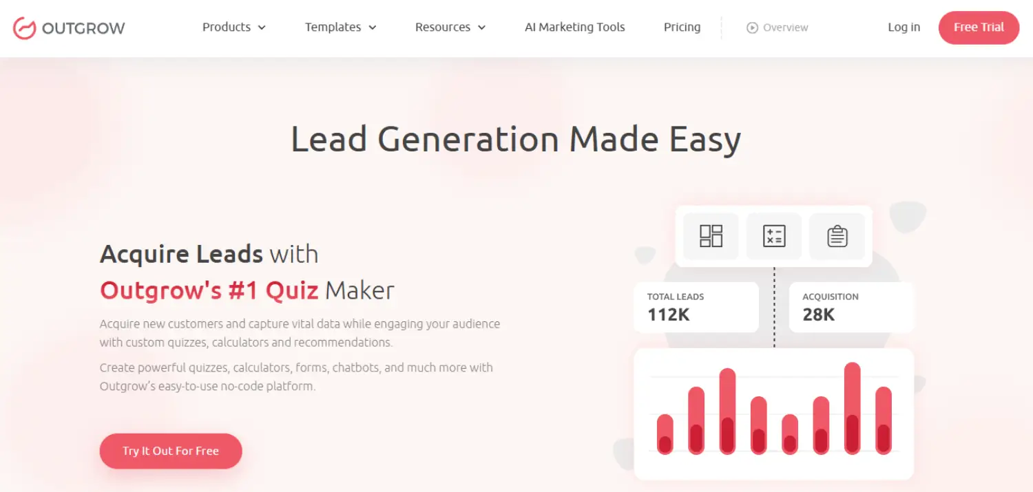 outgrow homepage