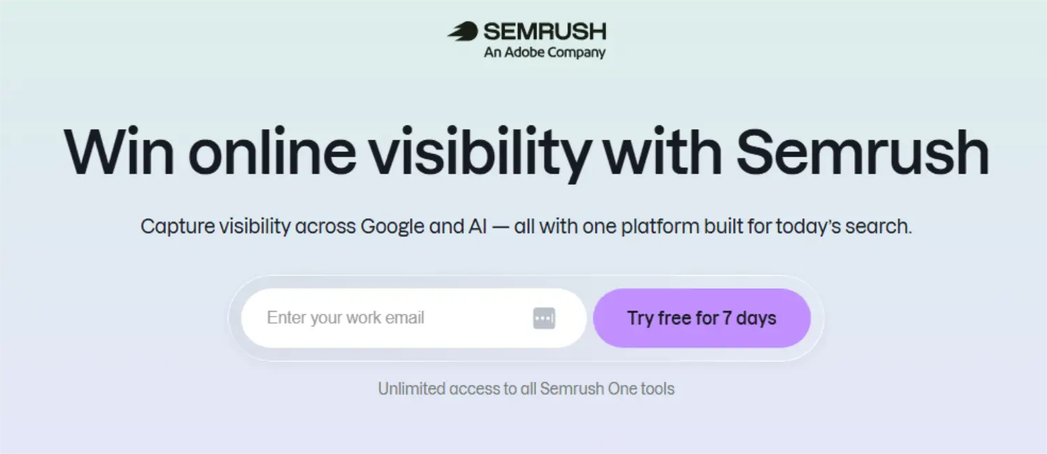 semrush homepage