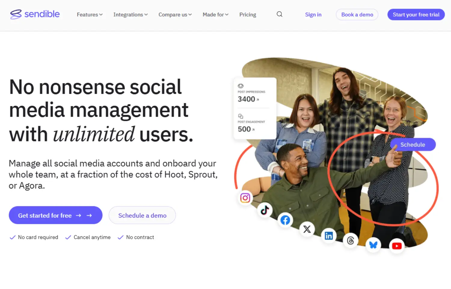 sendible homepage