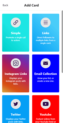Tap Bio -Add a new card