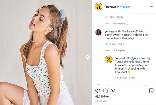 instagram brand engagement example forever21