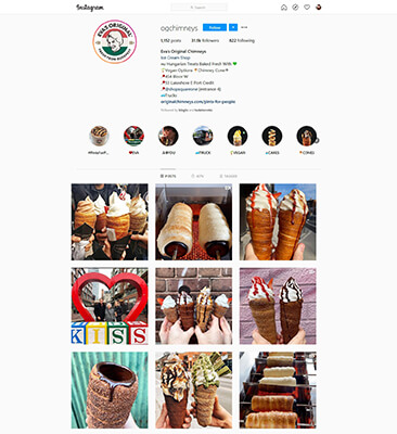 instagram food brand example chimney cake toronto