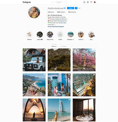 instagram travel influencer example blonde abroad