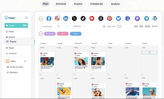 publer social media calendar