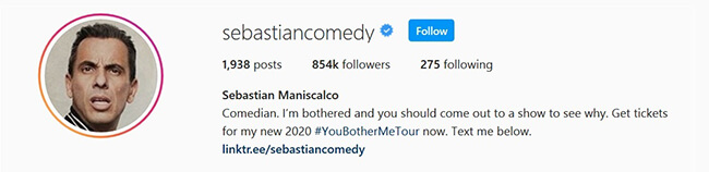 sebastian maniscalco instagram bio