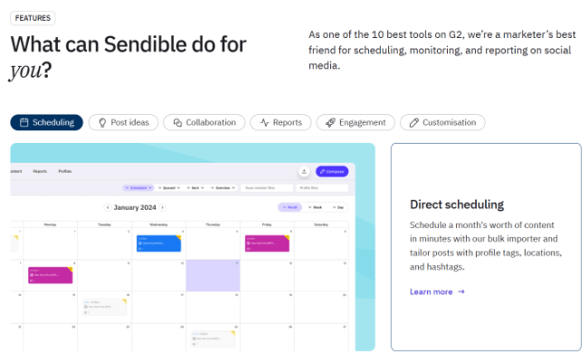 sendible content calendar