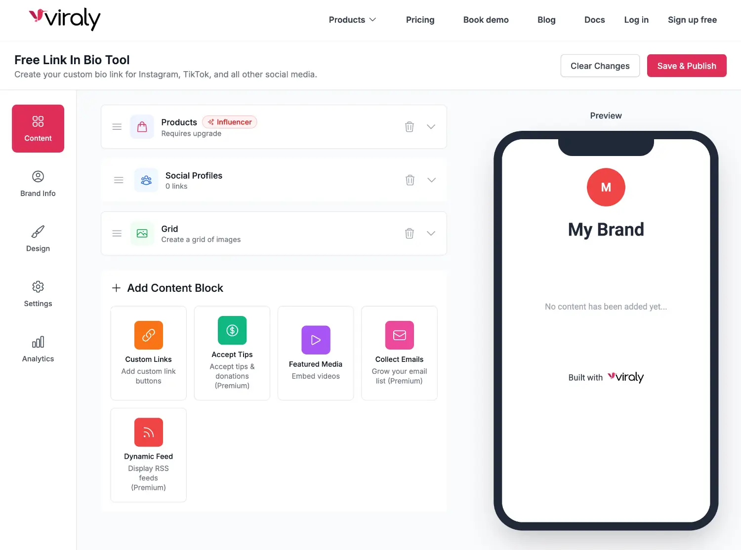 viraly bio link builder